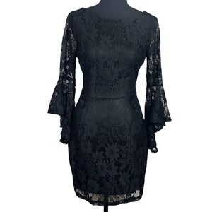 Lulus Lace Party Dress Bell Sleeve Cocktail Little Black Dress S‎